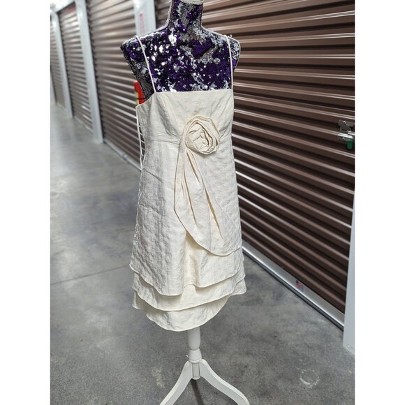 JS Collections NWT Size 14 Cream Drapes Mini Dress - Picture 2 of 10